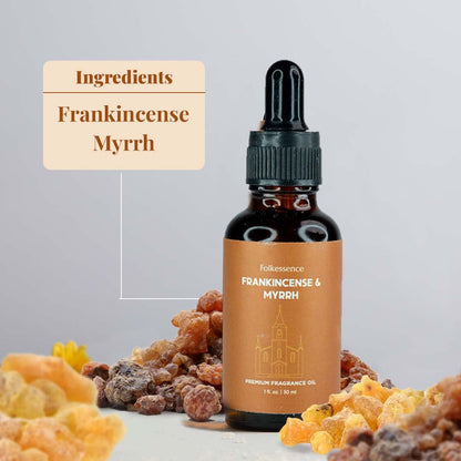 Folkulture Christmas Essential Oil for Diffuser – Frankincense & Myrrh 1.01 Fl Oz with Dropper