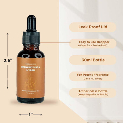 Folkulture Christmas Essential Oil for Diffuser – Frankincense & Myrrh 1.01 Fl Oz with Dropper