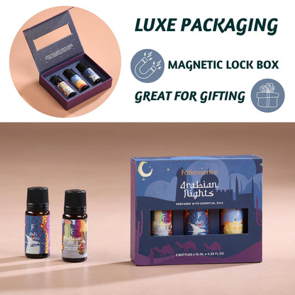 Folkulture Essential Oils for Diffuser – 3-Pack Oud Rose & Oud Tabac | Fragrance Oils