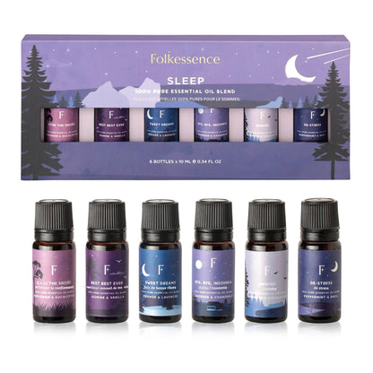 Folkulture Sleep Essential Oils Set – 6 Christmas Diffuser Oils (Lavender, Rosemary & Peppermint)
