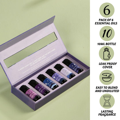 Folkulture Sleep Essential Oils Set – 6 Christmas Diffuser Oils (Lavender, Rosemary & Peppermint)
