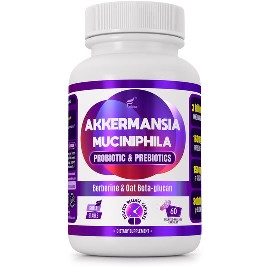 FOLONA Akkermansia GLP-1 Probiotic with Berberine & Beta-Glucan – Delayed-Release, 60 Capsules