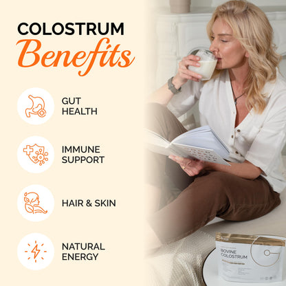 Folqs Bovine Colostrum Powder — First-Day Milking for Immune & Gut Support, 60 Servings, Made in USA