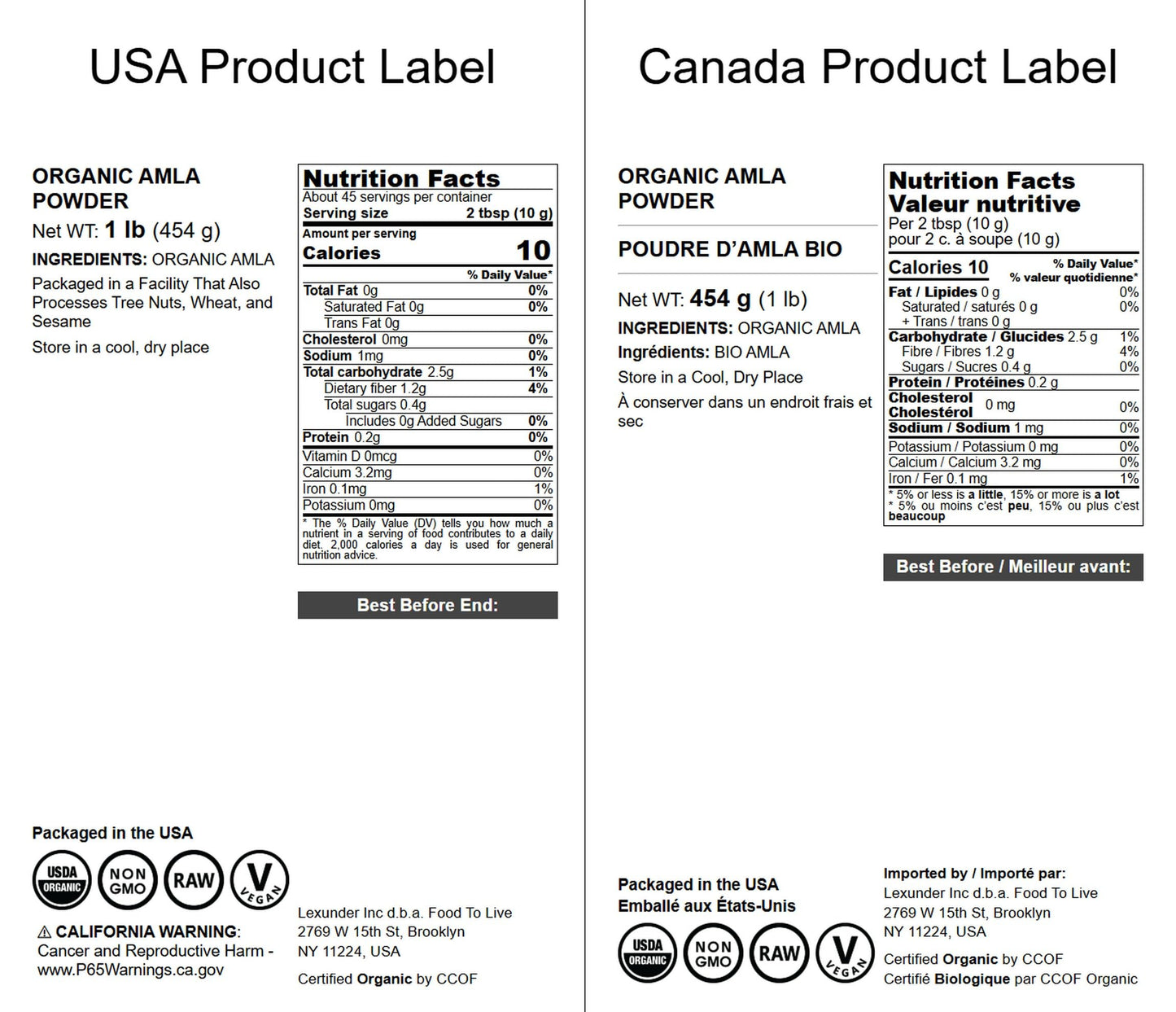 Food to Live Organic Amla Berry Powder (Amalaki) – 1 lb, Non-GMO