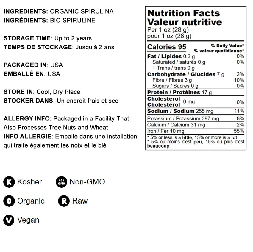 Food to Live Organic Spirulina Powder - 4 lb | Non-GMO, Kosher, Raw