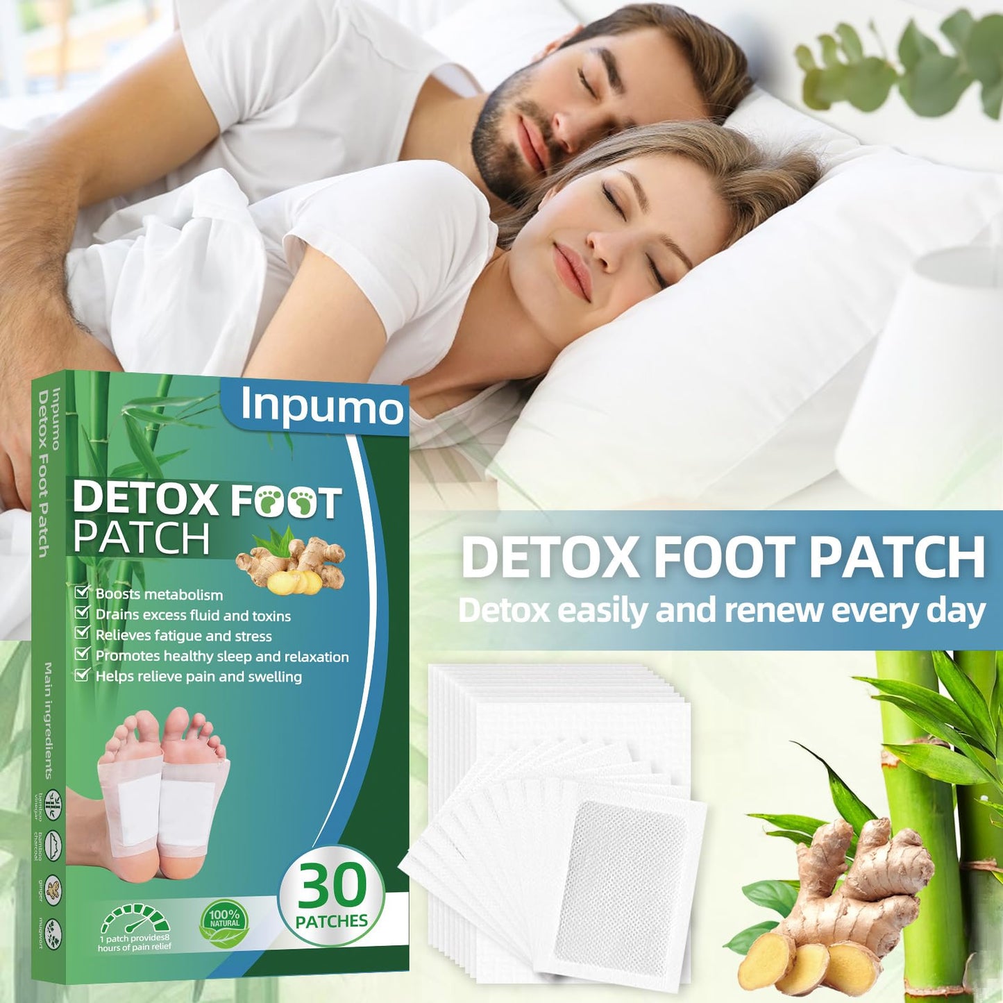 Foot Pads 30 PCS – Deep Cleansing Foot Patches with Herbal Ingredients
