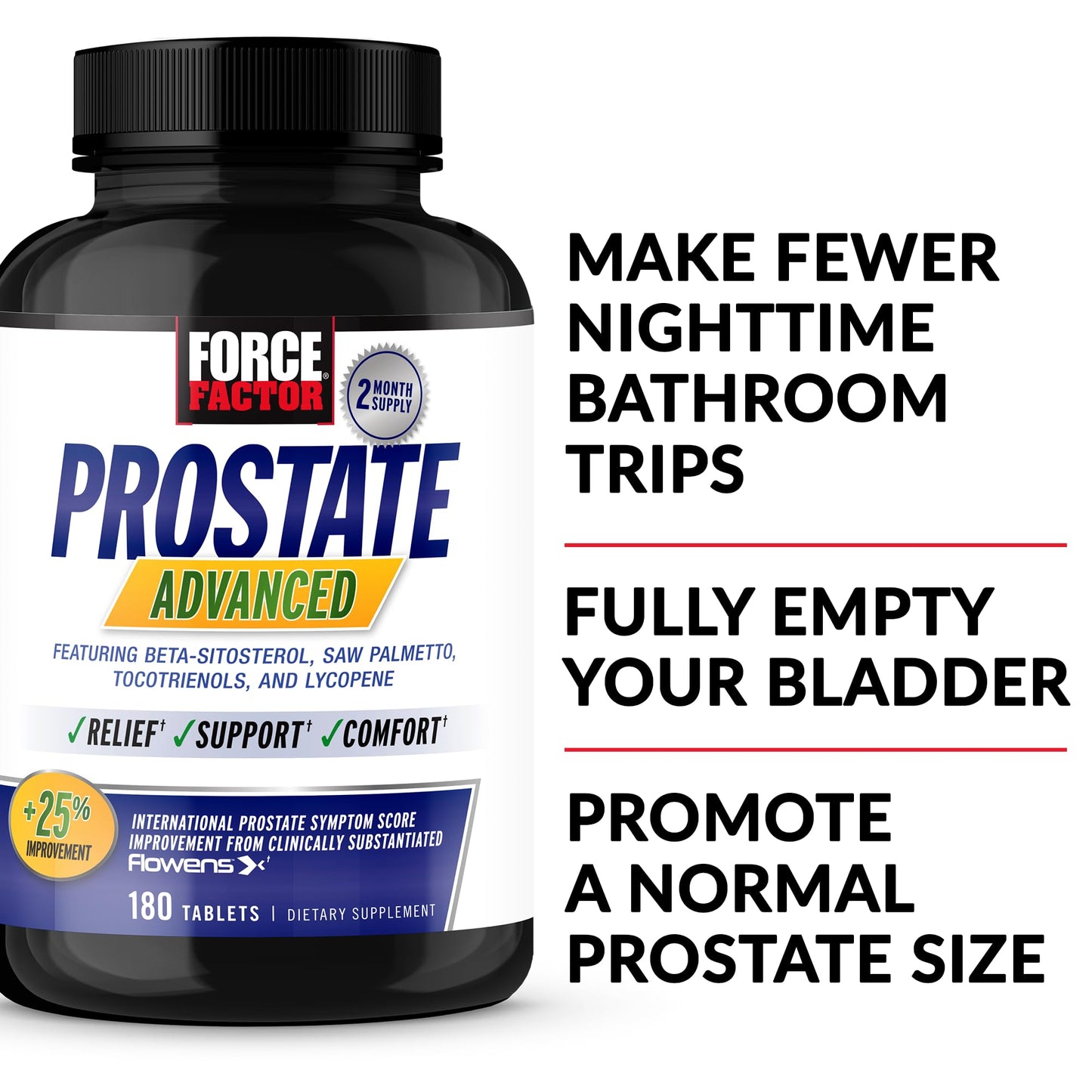 FORCE FACTOR Prostate Advanced – Prostate & Urinary Support, 180 Tablets