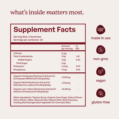 Forest Caps Mushroom Gummies – Lion’s Mane, Reishi & Cordyceps