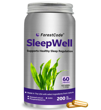 ForestCode Natural Sleep Aid for Adults — GABA & Seaweed Extract, Melatonin-Free, 60 Capsules