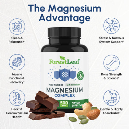 ForestLeaf Magnesium Complex 500mg – 120 Ct | Sleep, Relaxation & Muscle Support