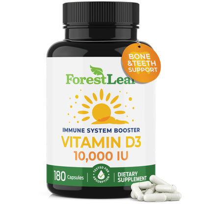 ForestLeaf Vitamin D3 10,000 IU - High Potency D3, 180 Caps