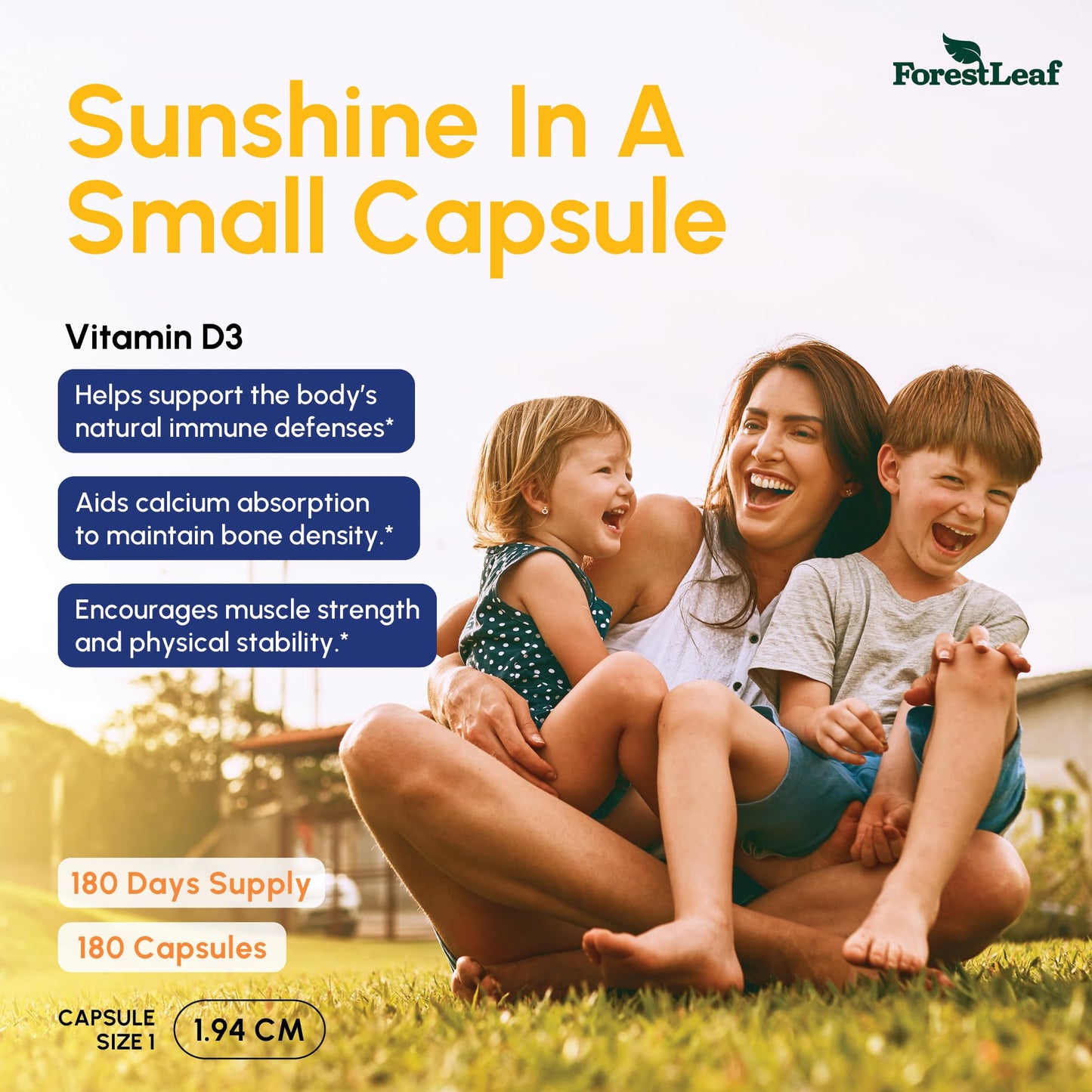 ForestLeaf Vitamin D3 10,000 IU - High Potency D3, 180 Caps