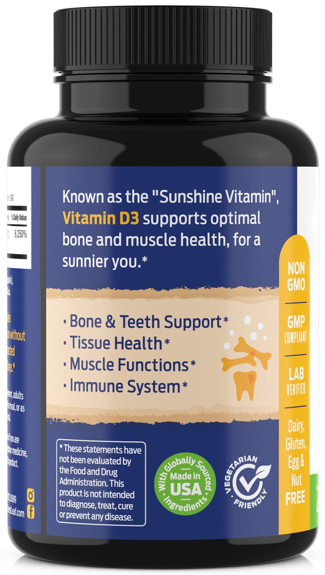 ForestLeaf Vitamin D3 50,000 IU – Weekly High Potency Vitamin D3 (240 Caps) | Bone, Teeth & Immune Support