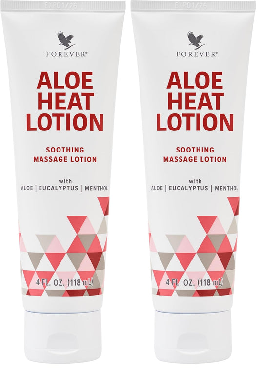 Forever Living Aloe Heat Lotion with Menthol & Eucalyptus – Vegan-Friendly, 4 fl oz (Pack of 2)