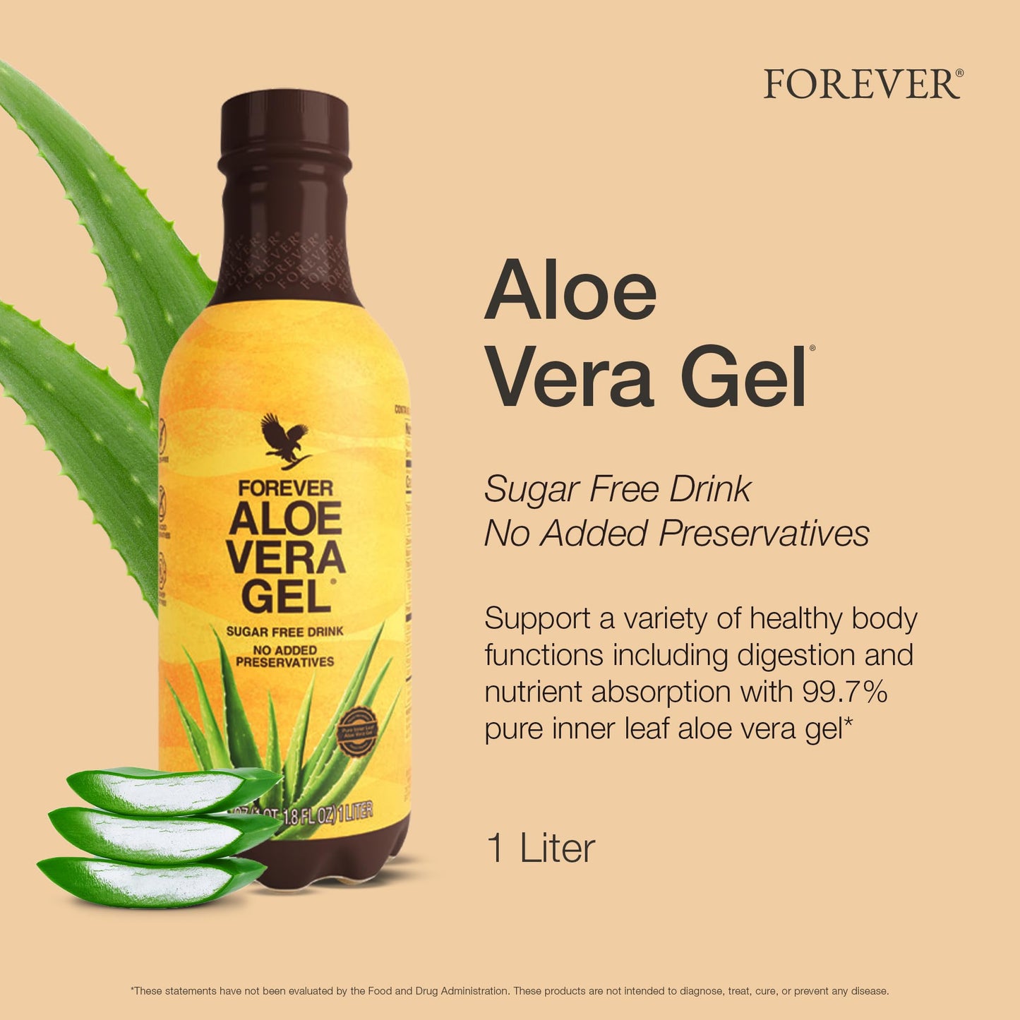 Forever Living Aloe Vera Gel – Pure Inner Leaf Juice, 99.7% Aloe, Preservative-Free, 33.8 fl oz