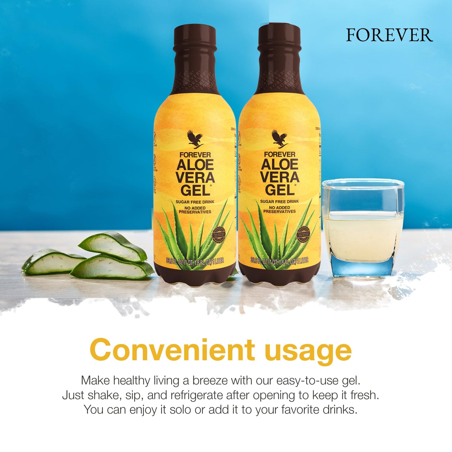 Forever Living Forever Aloe Vera Gel – 99.7% Pure Inner Leaf, Preservative-Free, 2 x 33.8 fl oz