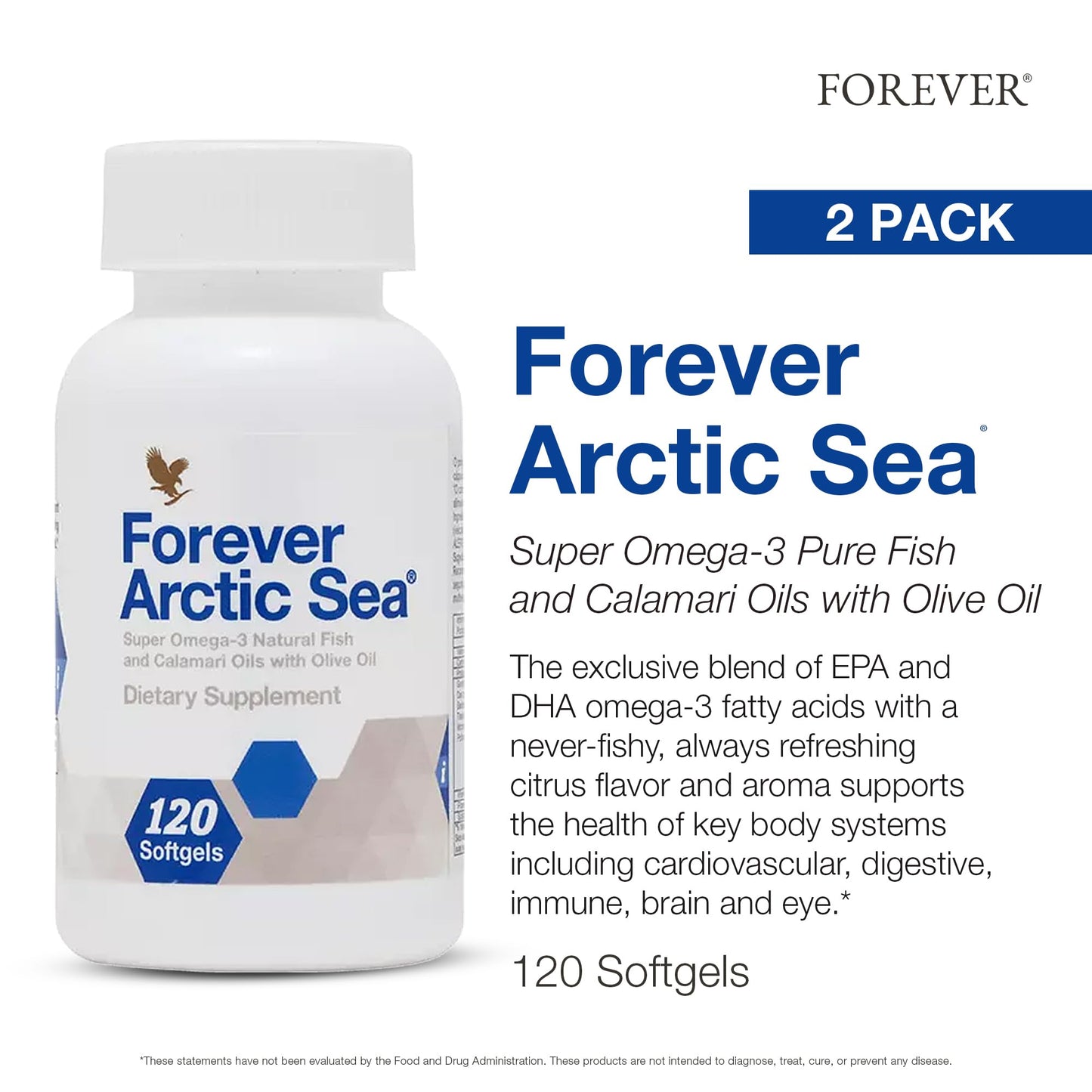 Forever Arctic Sea Omega-3 – EPA & DHA, Gluten-Free, 240 Softgels (Pack of 2)