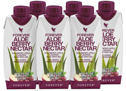 Forever Living Aloe Berry Nectar – 90.7% Pure Aloe Vera + Cranberries & Apples | No Preservatives | 330 ml (Pack of 6)
