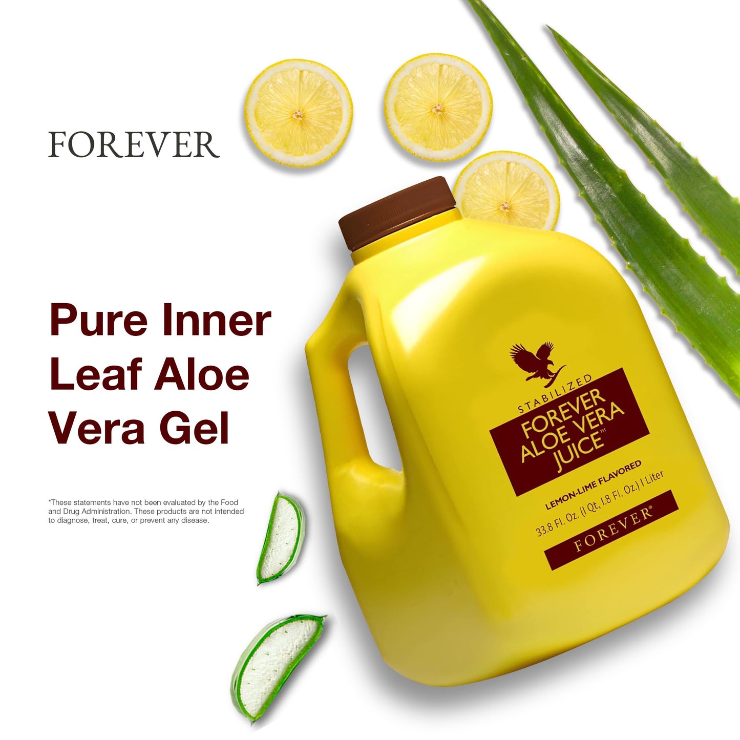 Forever Living Aloe Vera Juice Lemon Lime – Pure Inner Leaf Gel, 1L x2