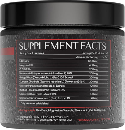 Formulation Factory Heart of Steel: 10-in-1 Nitric Oxide & Blood Pressure Support (240 Count, 2-Pack)