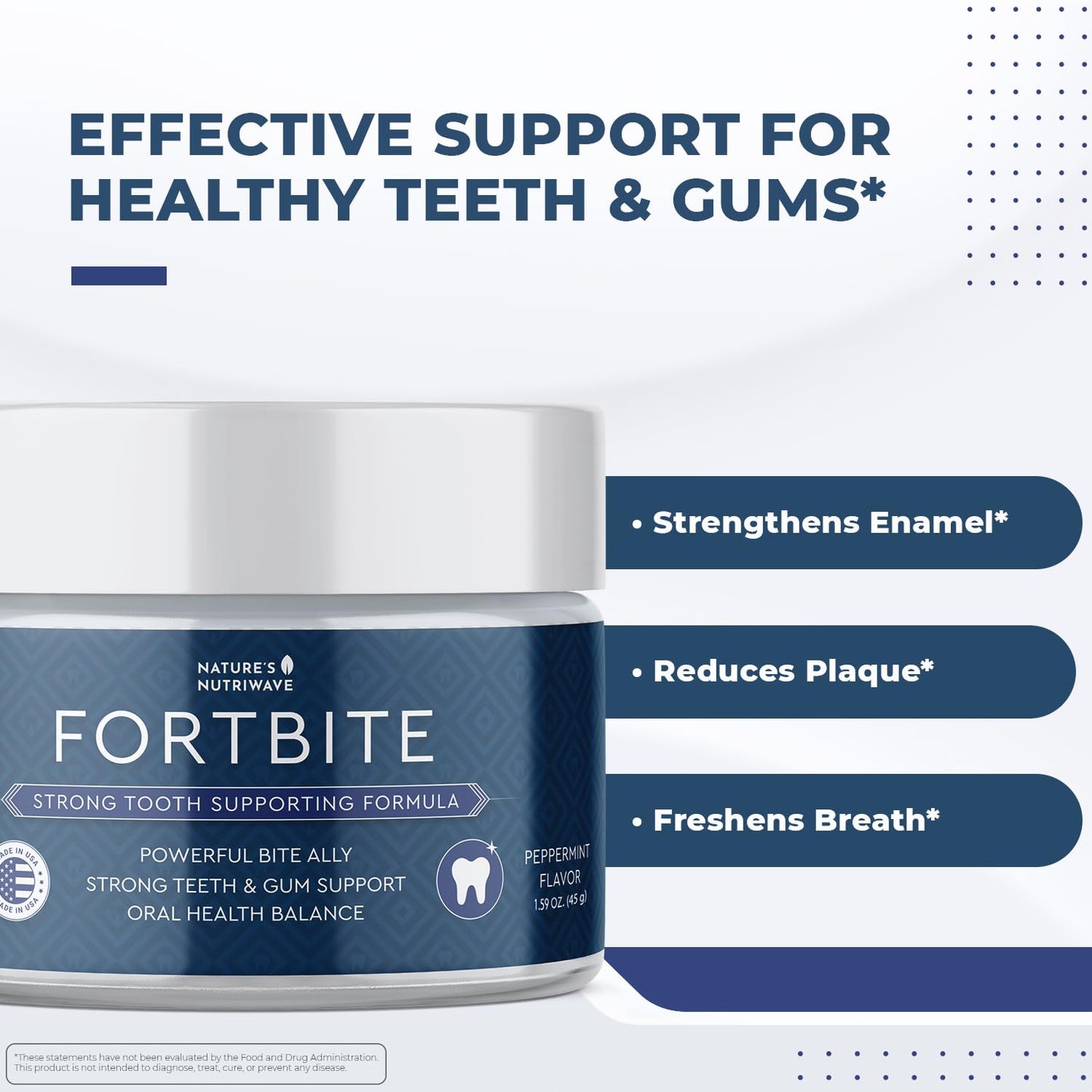 FortBite Natural Tooth Powder – Kaolin & Bentonite Clays, Plant-Based, Made in USA