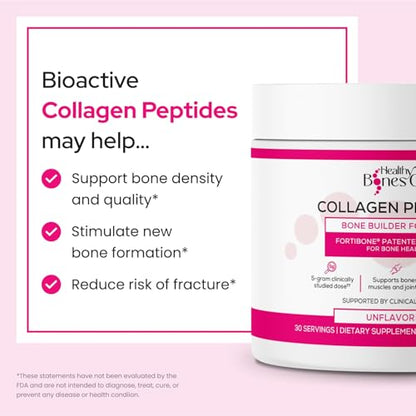 FORTIBONE Collagen Peptides – Essential Bone Builder, Unflavored, Gluten-Free & Dairy-Free (30 Servings)