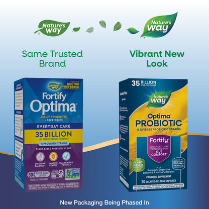 Nature's Way Fortify Optima Probiotic for Adults – 35 Billion Live Cultures, 15 Strains, No Refrigeration, 30 Capsules