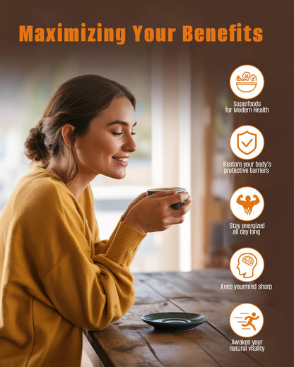 FORTISCA Mushroom Coffee (7.41oz / 210g) – 6-in-1 Instant Coffee with Lion's Mane, Cordyceps, Reishi, Shiitake, Turkey Tail & King Trumpet for Energy, Focus & Immune Support