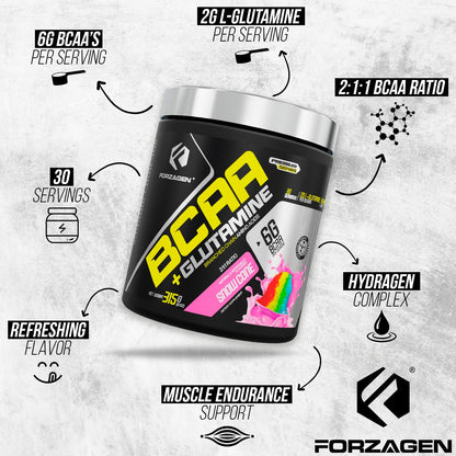 Forzagen BCAAs Amino Acids Powder with Glutamine - BCAA Supplements, 30 Servings