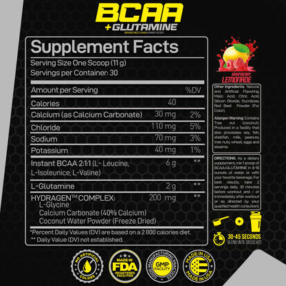 Forzagen BCAAs Amino Acids Powder with Glutamine – BCAA Supplements for Lean Energy, Pre & Post Workout Recovery | 30 Servings