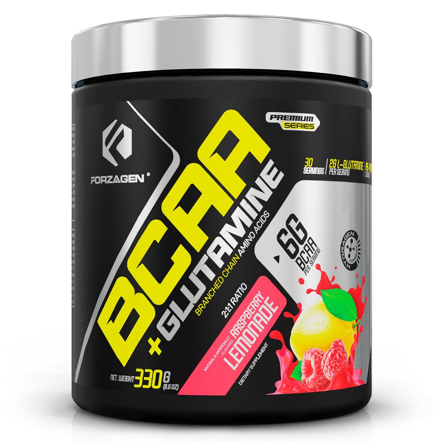 Forzagen BCAAs Amino Acids Powder with Glutamine – BCAA Supplements for Lean Energy, Pre & Post Workout Recovery | 30 Servings