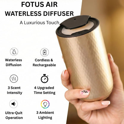 FOTUS AIR Waterless Diffuser – Portable USB-C Aromatherapy for Home, Car & Office | 3 Mist Levels, 15ml