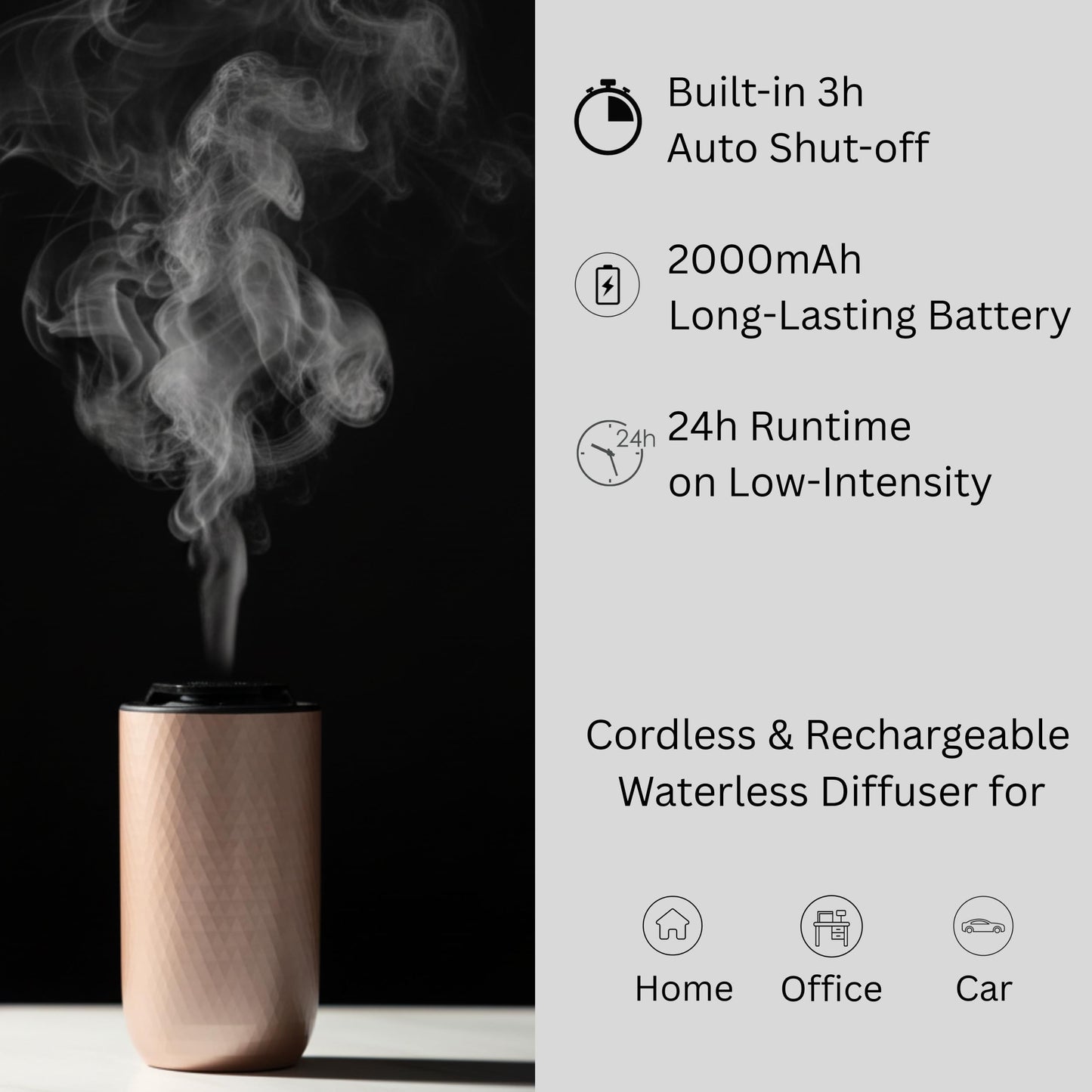 FOTUS AIR Waterless Diffuser – Portable USB-C Aromatherapy for Home, Car & Office | 3 Mist Levels, 15ml