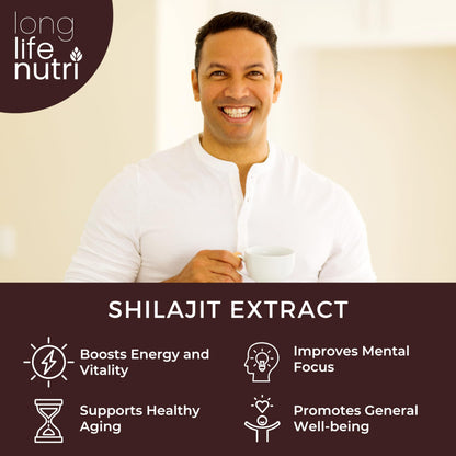 Shilajit Pure Himalayan Extract 500mg | 15% Fulvic Acid, 120 Vegetarian Capsules