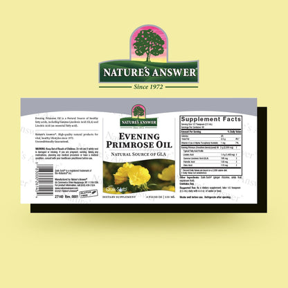 Nature's Answer Evening Primrose Oil 4oz - Cold-Pressed, All-Natural Moisturizer for Hair, Skin & Nails | Rosacea & Eczema Relief