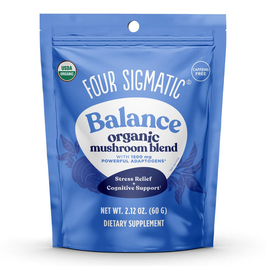 Four Sigmatic Calm Mushroom Blend | Adaptogen Supplement with Ashwagandha, Reishi, Tulsi, Cordyceps, Chaga, Rose HIPS, and More | Natural Stress Relief and Immune Support Supplement | 30 Servings