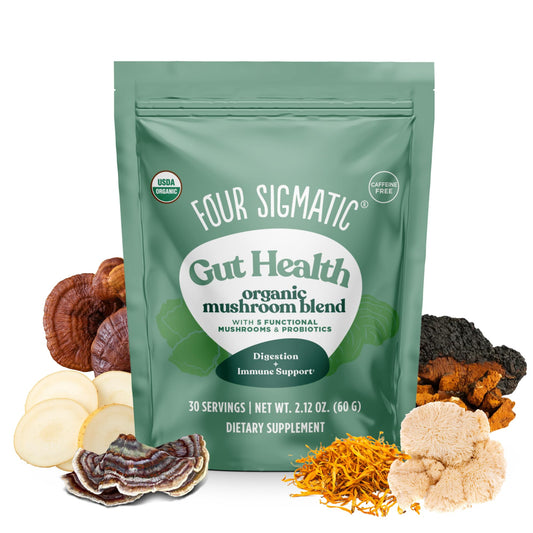 Four Sigmatic Gut Health Mushroom Blend | Organic Mushroom Powder Complex, 30 Servings