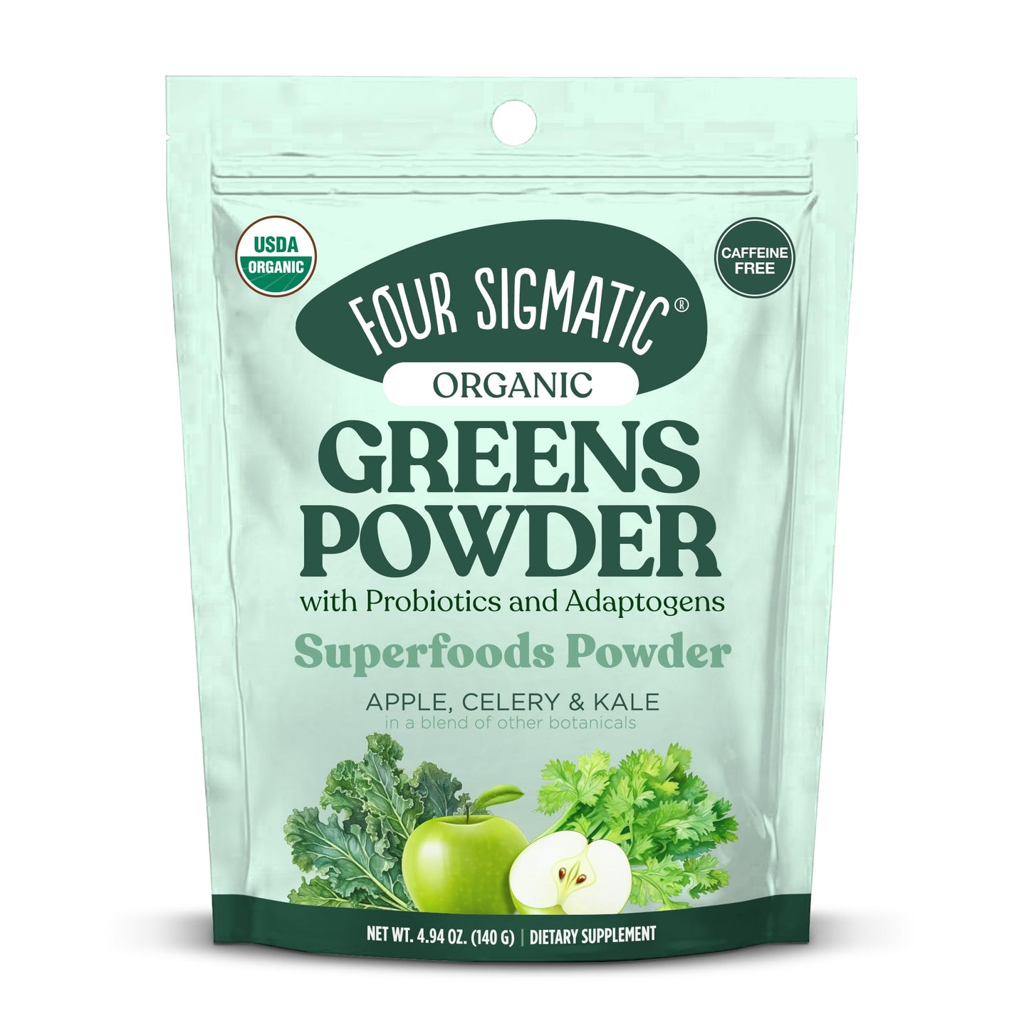 Four Sigmatic Organic Greens Powder – Probiotics & Prebiotics, Moringa, Chaga & Turkey Tail (4.94 oz)