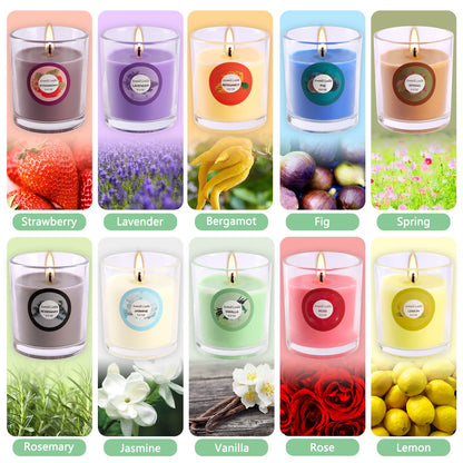 20 Pack Strong Scented Candles Gift Set – 10 Fragrances, Aromatherapy Soy Wax, Glass Jar