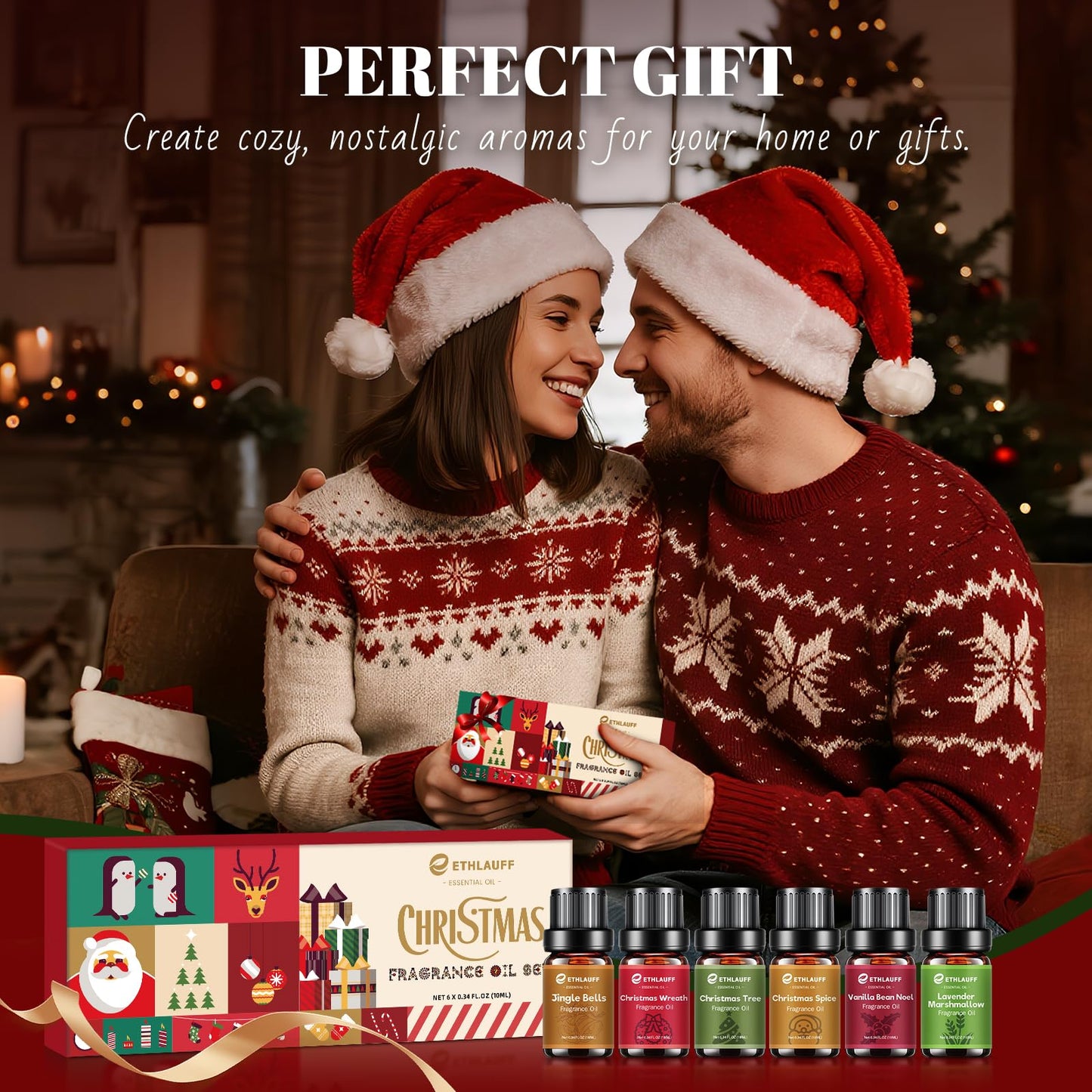 Fragrance Oil Christmas Set – Jingle Bells, Christmas Tree, Gingerbread & Vanilla Bean Noel for DIY Candles & Soap