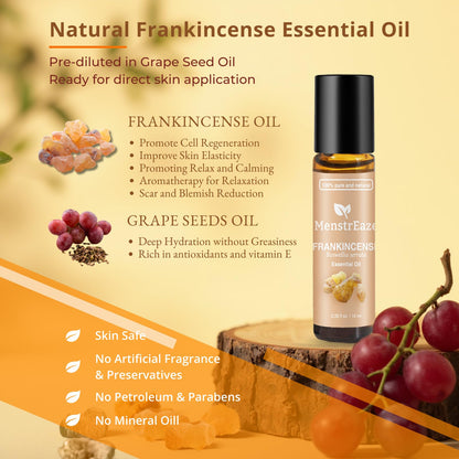 Frankincense & Grapeseed Essential Oil Roll-On – Therapeutic Grade Skincare & Mood Support, 10 ml