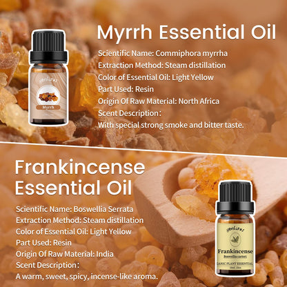 yethious Frankincense & Myrrh Essential Oil Set – 2x10ml for Diffuser, Aromatherapy, Candles & Soap