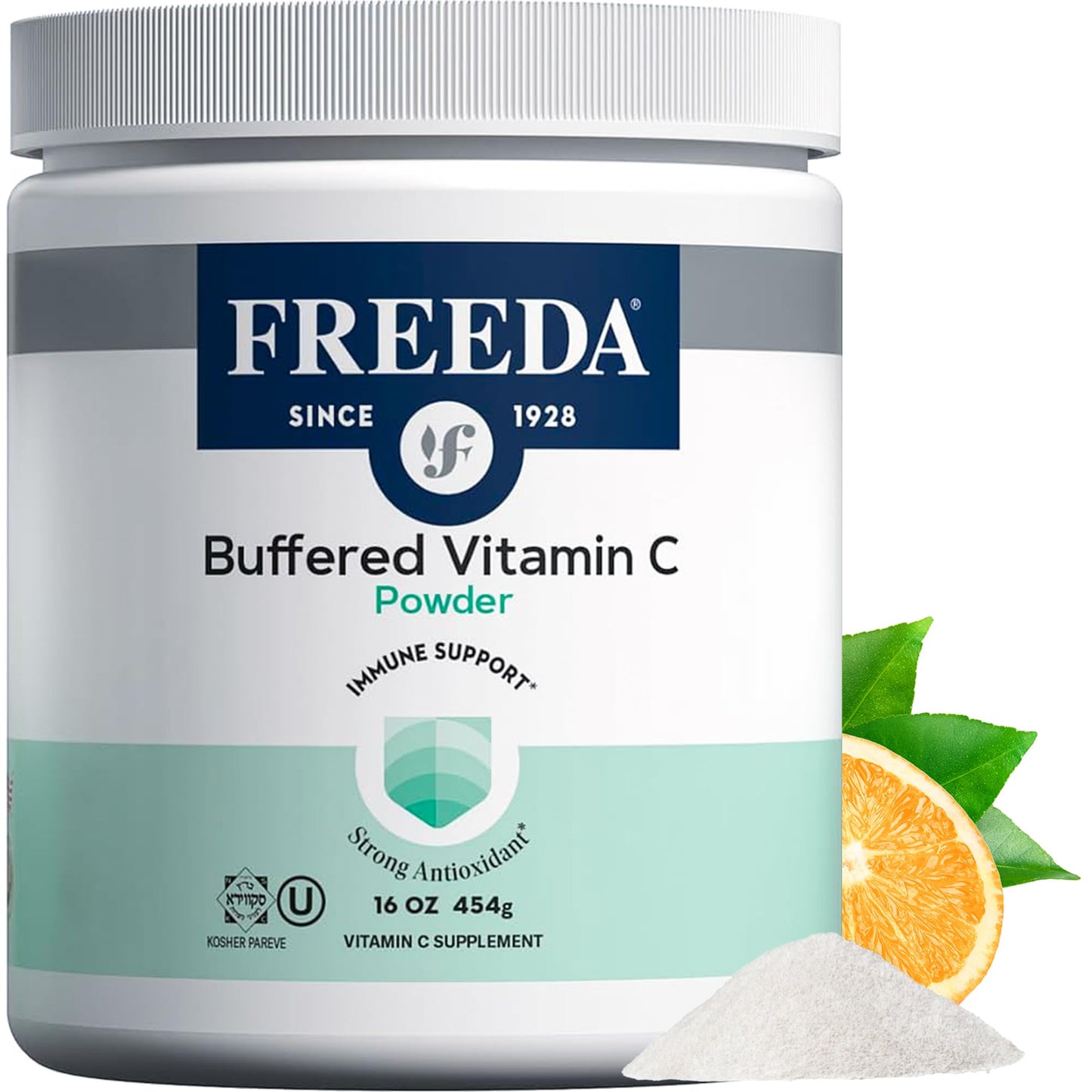 Freeda Buffered Vitamin C Powder – Gentle on Stomach | Kosher & Vegan (16 oz)