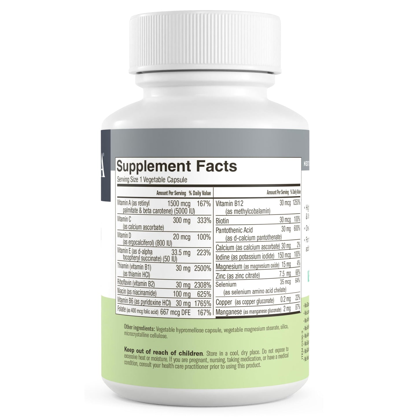FREEDA Iron-Free Daily Multivitamin – Kosher, Gluten Free (250 Capsules)