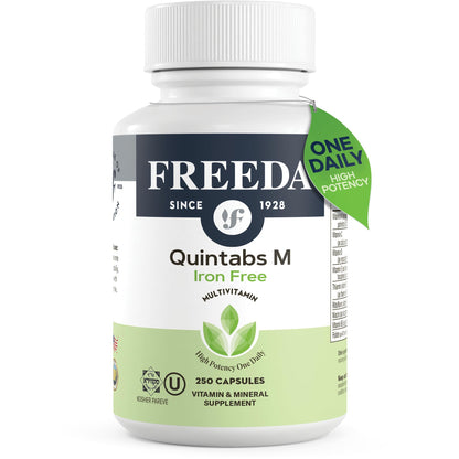 FREEDA Iron-Free Daily Multivitamin – Kosher, Gluten Free (250 Capsules)