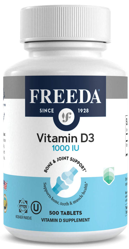 FREEDA Vitamin D3-1000 IU | Kosher High-Potency D3 Tablets (500 Count)