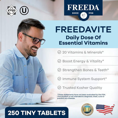 Freedavite Tiny Tablet – Moderate Multivitamin for Men & Women | 250 Count