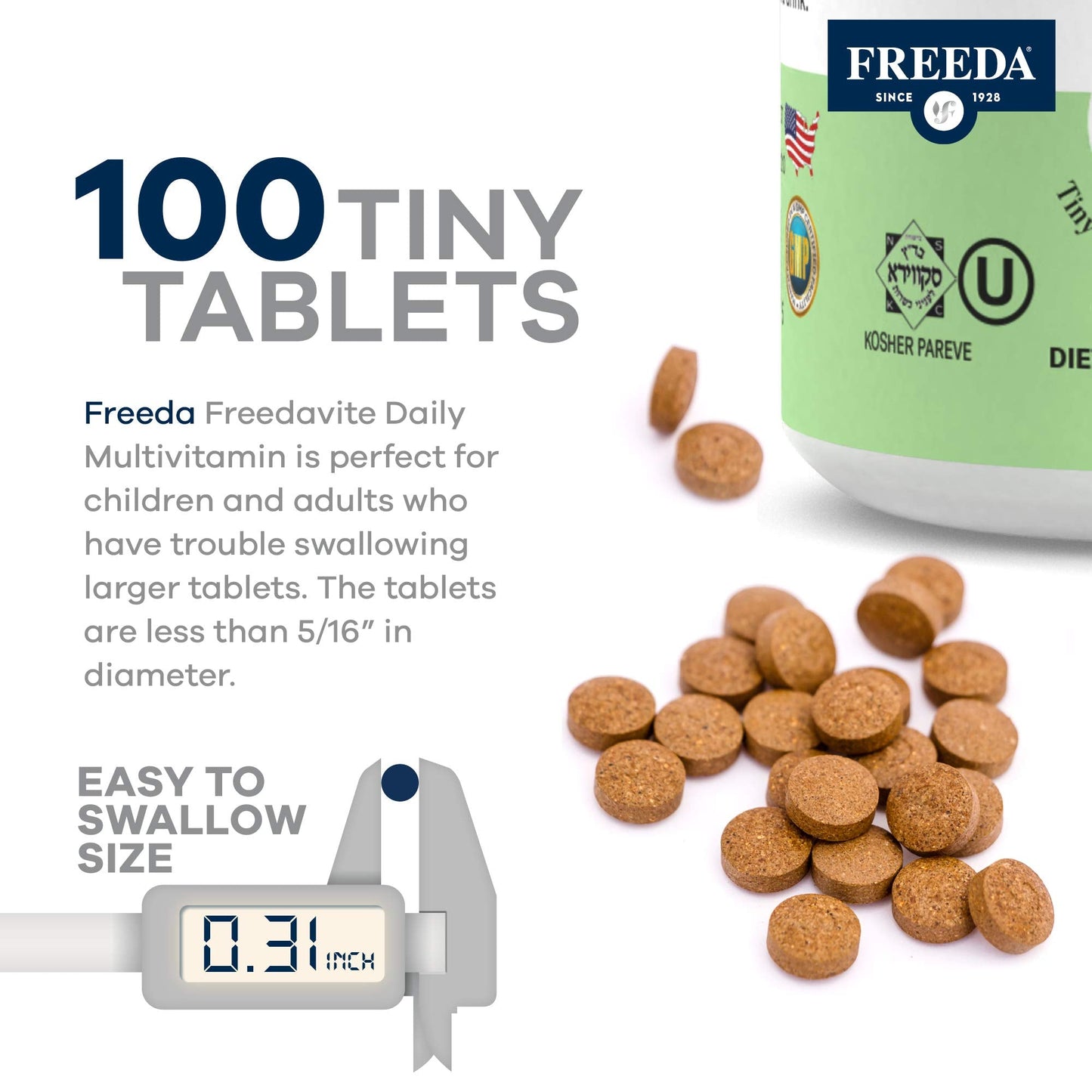 Freedavite Tiny Tablet – Moderate Multivitamin for Men & Women | 100 Count