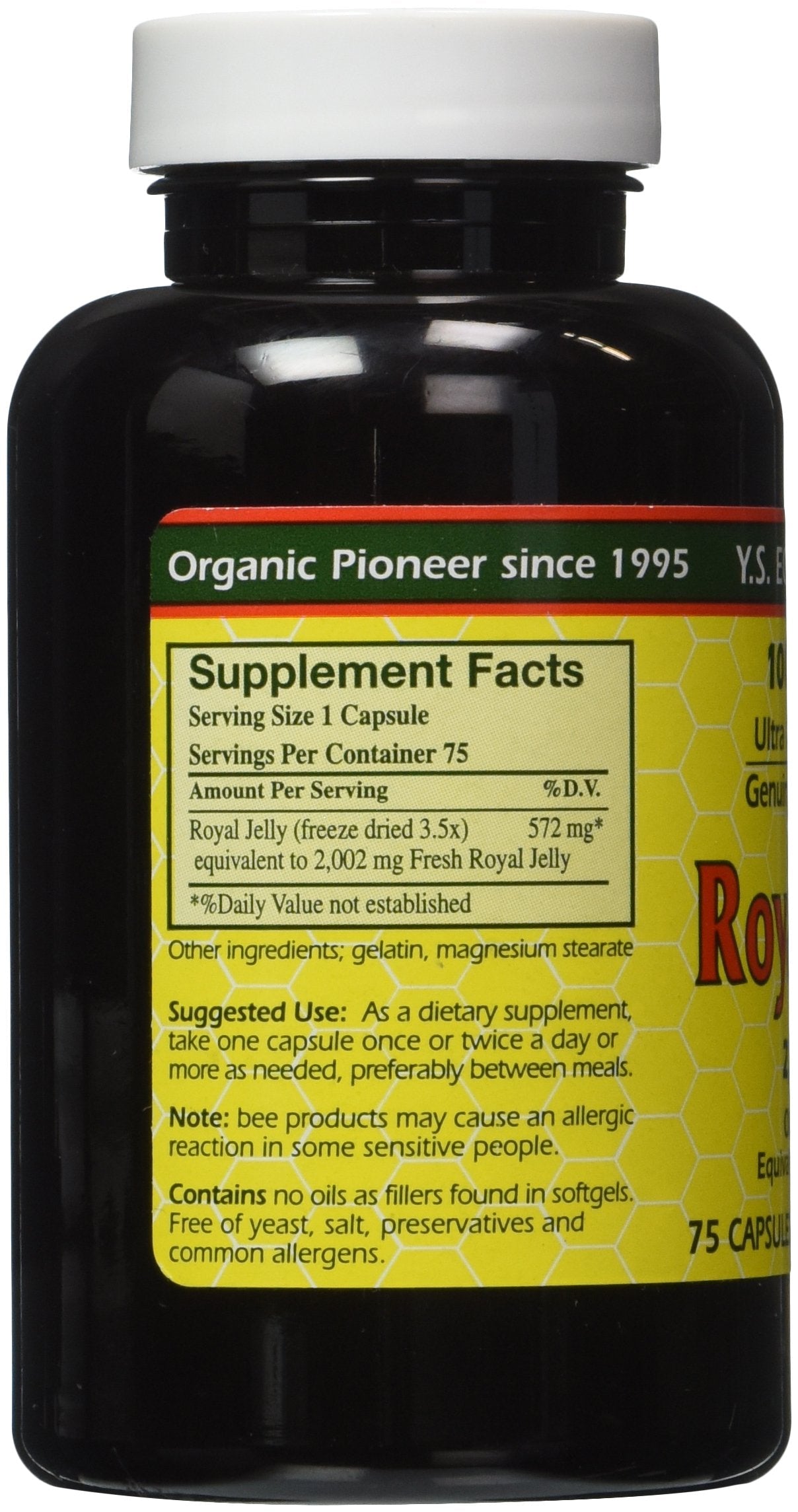 100% Pure Freeze Dried Fresh Royal Jelly 2000 mg – YS Eco Bee Farms 75 Caps