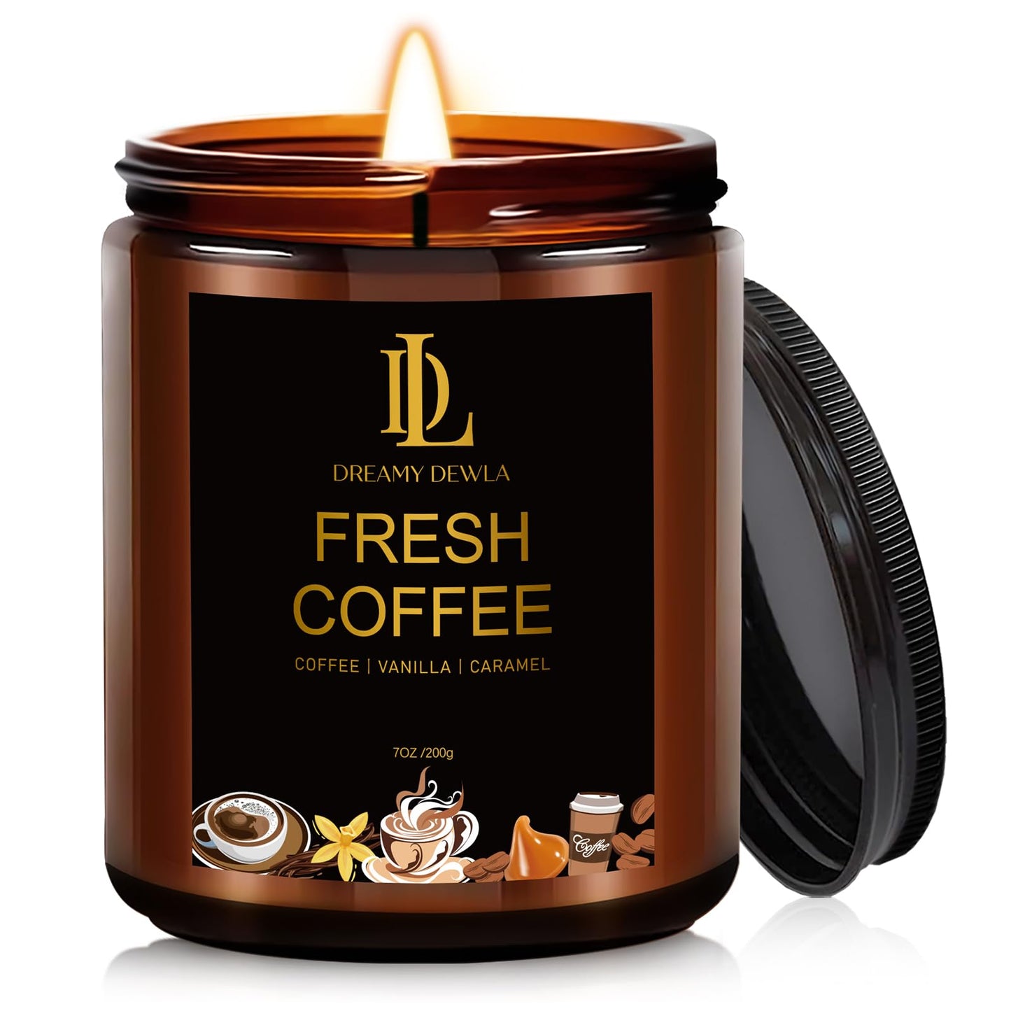 Fresh Coffee Candles | Coffee Scented Soy Candles, 50 Hour Burn Time, Natural Home Fragrance, Gifts for Men & Women